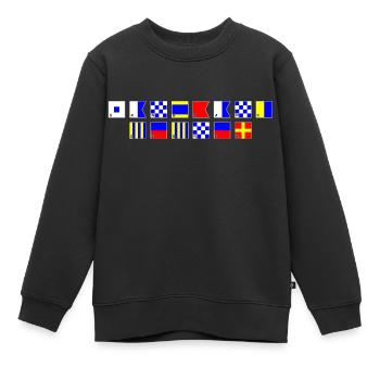 Sandbank Gegner im Flaggenalphabet - Kinder Premium Organic Sweatshirt - Schwarz - Vorne - AI Model Kid Female (0cm)
