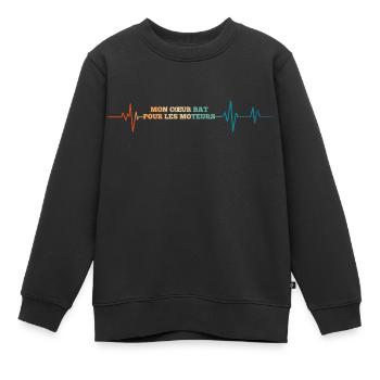 Herzschlag mein Herz schlägt für die Motoren - Kinder Premium Organic Sweatshirt - Schwarz - Vorne - AI Model Kid Female (0cm)