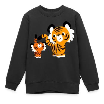 Kleine und große Tiger von Cheerful Madness!! - Kinder Premium Organic Sweatshirt - Schwarz - Vorne - AI Model Kid Female (0cm)