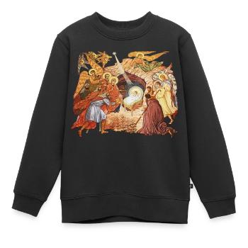 La naissance de Jésus - Sweat Premium enfant bio - noir - Devant - AI Model Kid Female (0cm)
