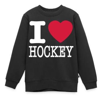 i love hockey / I heart hockey - Sweat Premium enfant bio - noir - Devant - AI Model Kid Female (0cm)