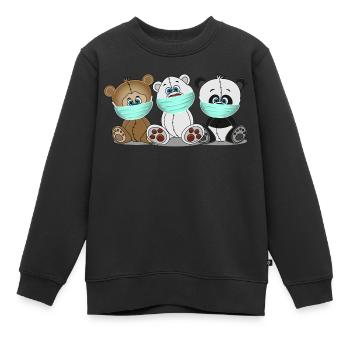 Grizzly Bär Polar Bär Panda Bär mit Mundschutz - Kinder Premium Organic Sweatshirt - Schwarz - Vorne - AI Model Kid Female (0cm)