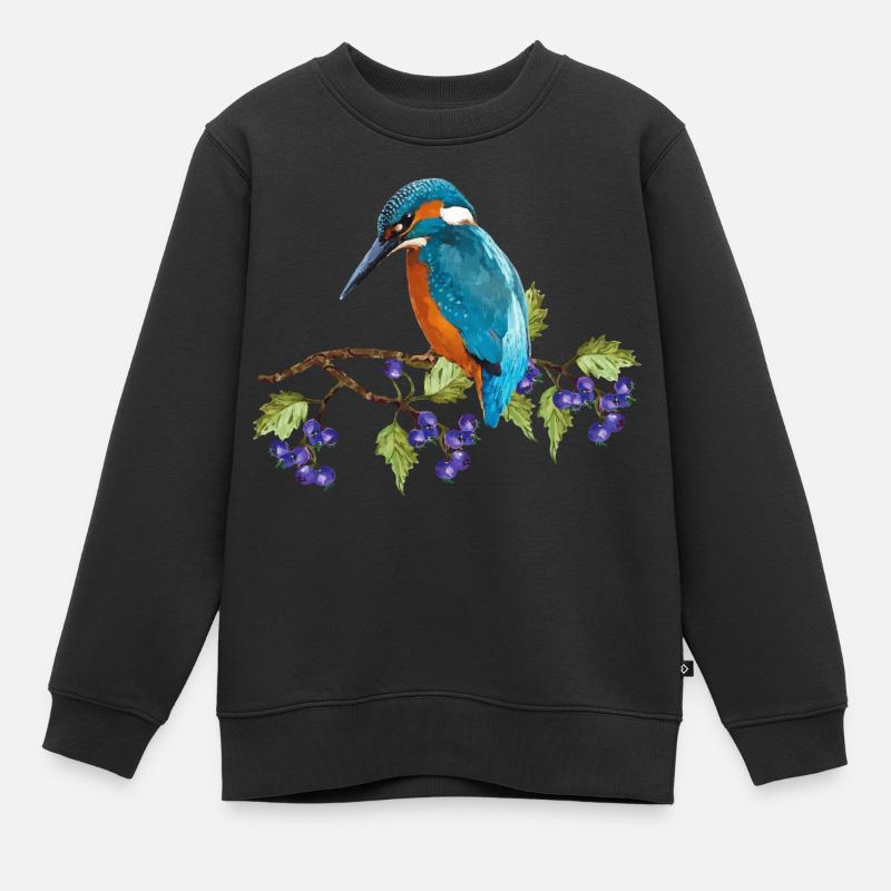Bunter Vogel - Kinder Premium Organic Sweatshirt - Schwarz