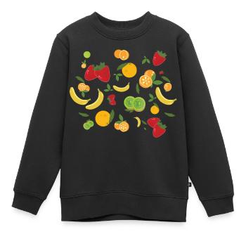 Früchte & Früchte - Erdbeere und Banane - Kinder Premium Organic Sweatshirt - Schwarz - Vorne - AI Model Kid Female (0cm)