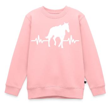 Heartbeat Horse Stallion Jument Ross Polo - Sweat Premium enfant bio - rose - Devant - AI Model Kid Female (0cm)