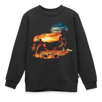Pferd Wild West Western Reiten Wildnis Cowboy USA - Kinder Premium Organic Sweatshirt - Schwarz - Vorne - AI Model Kid Female (0cm)