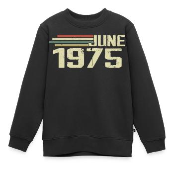 Juin 1975 Anniversaire Juin 1975 Juin 1975 Anniversaire - Sweat Premium enfant bio - noir - Devant - AI Model Kid Female (0cm)