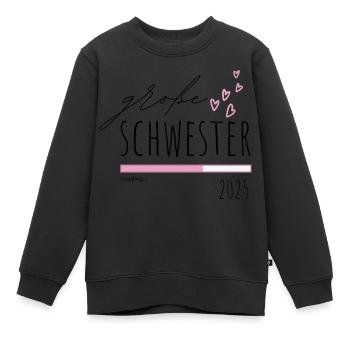 Grosse Schwester 2025 - Kinder Premium Organic Sweatshirt - Schwarz - Vorne - AI Model Kid Female (0cm)