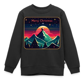 Weihnachtsmann auf dem Berg mit Sternenhimmel - Kinder Premium Organic Sweatshirt - Schwarz - Vorne - AI Model Kid Female (0cm)