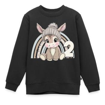 2. Geburtstag Esel Regenbogen Süß Niedlich - Kinder Premium Organic Sweatshirt - Schwarz - Vorne - AI Model Kid Female (0cm)