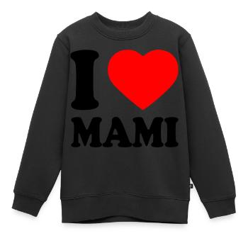 I love mami - Sweat Premium enfant bio - noir - Devant - AI Model Kid Female (0cm)