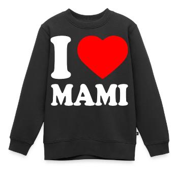 I love mami - Sweat Premium enfant bio - noir - Devant - AI Model Kid Female (0cm)