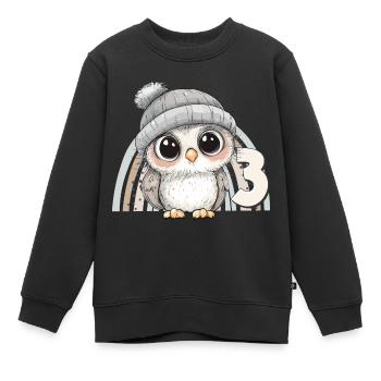 3. Geburtstag Eule Regenbogen Süß Niedlich - Kinder Premium Organic Sweatshirt - Schwarz - Vorne - AI Model Kid Female (0cm)