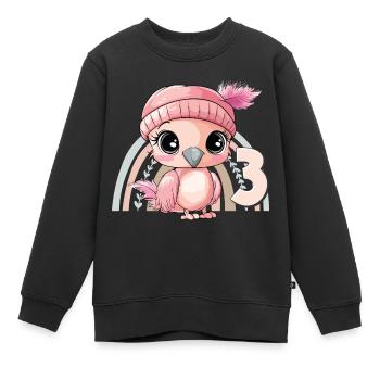 3ème anniversaire Flamingo Arc-en-ciel Mignon Mignon - Sweat Premium enfant bio - noir - Devant - AI Model Kid Female (0cm)