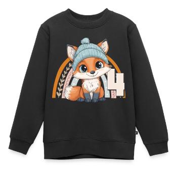 4. Geburtstag Fuchs Regenbogen Süß Niedlich - Kinder Premium Organic Sweatshirt - Schwarz - Vorne - AI Model Kid Female (0cm)