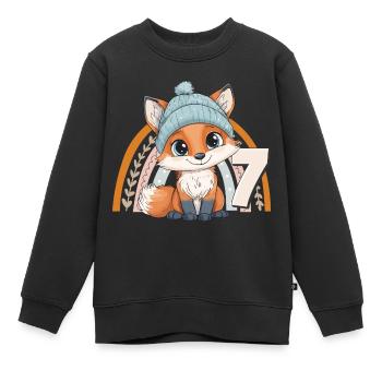 7. Geburtstag Fuchs Regenbogen Süß Niedlich - Kinder Premium Organic Sweatshirt - Schwarz - Vorne - AI Model Kid Female (0cm)