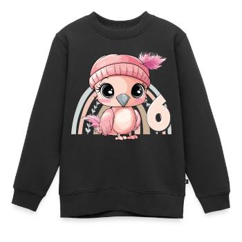 6ème anniversaire Flamingo Arc-en-ciel Mignon Mignon - Sweat Premium enfant bio - noir - Devant - AI Model Kid Female (0cm)