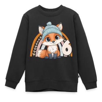 6. Geburtstag Fuchs Regenbogen Süß Niedlich - Kinder Premium Organic Sweatshirt - Schwarz - Vorne - AI Model Kid Female (0cm)