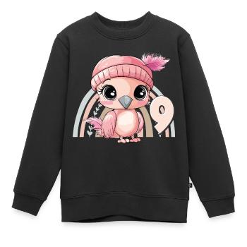 9ème anniversaire Flamingo Arc-en-ciel Mignon Mignon - Sweat Premium enfant bio - noir - Devant - AI Model Kid Female (0cm)