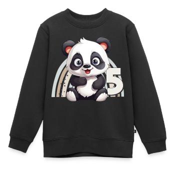 5ème anniversaire Panda Ours Arc-en-ciel Mignon Mignon - Sweat Premium enfant bio - noir - Devant - AI Model Kid Female (0cm)
