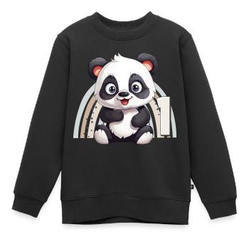 1er anniversaire Panda Ours Arc-en-ciel Mignon Mignon - Sweat Premium enfant bio - noir - Devant - AI Model Kid Female (0cm)