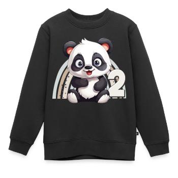 2ème anniversaire Panda Ours Arc-en-ciel Mignon Mignon - Sweat Premium enfant bio - noir - Devant - AI Model Kid Female (0cm)