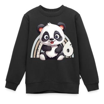 6ème anniversaire Panda Ours Arc-en-ciel Mignon Mignon - Sweat Premium enfant bio - noir - Devant - AI Model Kid Female (0cm)