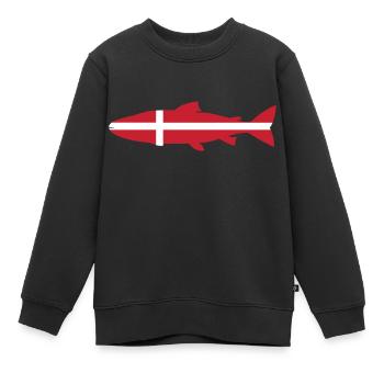 Lachs_Dänemark_umriss - Kinder Premium Organic Sweatshirt - Schwarz - Vorne - AI Model Kid Female (0cm)