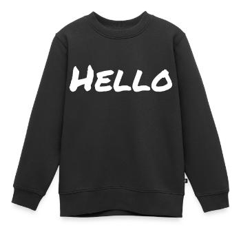 Hello - Kinder Premium Organic Sweatshirt - Schwarz - Vorne - AI Model Kid Female (0cm)