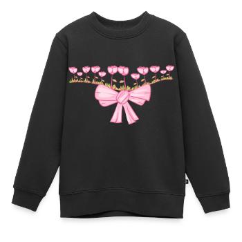 schleife linie rosa blumen linie - Kinder Premium Organic Sweatshirt - Schwarz - Vorne - AI Model Kid Female (0cm)