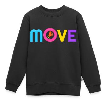 MOVE - Kids Premium Organic Sweatshirt - black - Front - AI Model Kid Female (0cm)
