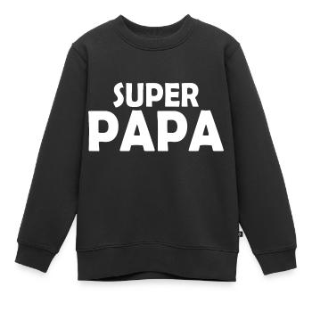 Super papa - Kinder Premium Organic Sweatshirt - Schwarz - Vorne - AI Model Kid Female (0cm)