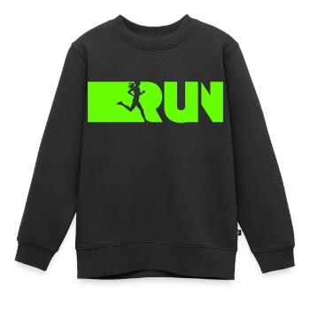 run Sport - Kinder Premium Organic Sweatshirt - Schwarz - Vorne - AI Model Kid Female (0cm)