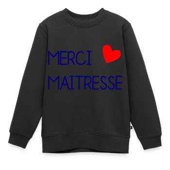 MAÎTRESSE. MERCI. MERCI MAÎTRESSE - Sweat Premium enfant bio - noir - Devant - AI Model Kid Female (0cm)