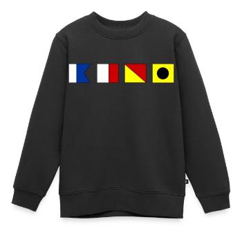 Ahoi - Kinder Premium Organic Sweatshirt - Schwarz - Vorne - AI Model Kid Female (0cm)