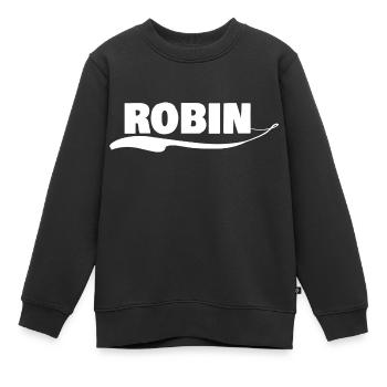 Prénom robin - Sweat Premium enfant bio - noir - Devant - AI Model Kid Female (0cm)
