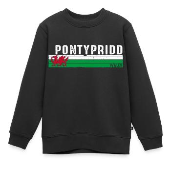 Pontypridd: Walisischer Geist und landschaftliche Schönheit - Kinder Premium Organic Sweatshirt - Schwarz - Vorne - AI Model Kid Female (0cm)