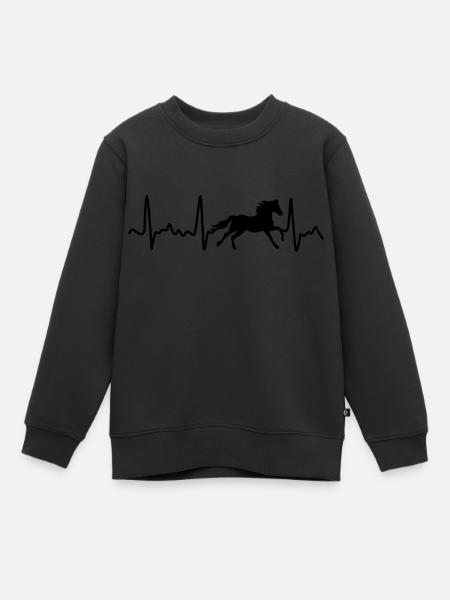 Heartbeat Cheval - Sweat Premium enfant bio - noir