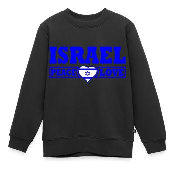 Israel - Sweat Premium enfant bio - noir - Devant - AI Model Kid Female (0cm)