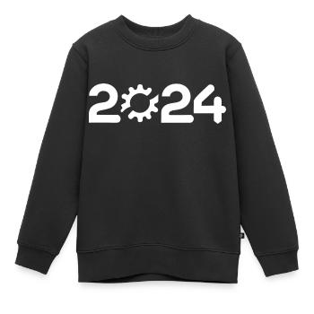 2024 - Kinder Premium Organic Sweatshirt - Schwarz - Vorne - AI Model Kid Female (0cm)