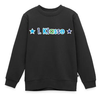 Schulanfang Erste Klasse Blau Grün - Kinder Premium Organic Sweatshirt - Schwarz - Vorne - AI Model Kid Female (0cm)