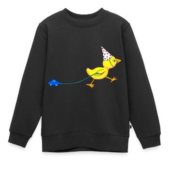 Canard avec voiture garçons filles cadeau d’anniversaire - Sweat Premium enfant bio - noir - Devant - AI Model Kid Female (0cm)