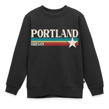 Portland - Sweat Premium enfant bio - noir - Devant - AI Model Kid Female (0cm)