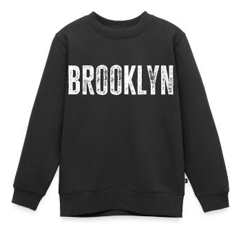 Brooklyn NY Retro Text New York J’adore Brooklyn - Sweat Premium enfant bio - noir - Devant - AI Model Kid Female (0cm)