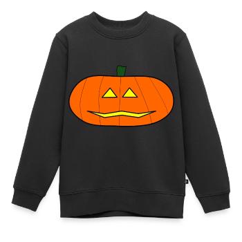 HALLOWEEN. KÜRBIS. HALLOWEEN-KÜRBIS - Kinder Premium Organic Sweatshirt - Schwarz - Vorne - AI Model Kid Female (0cm)
