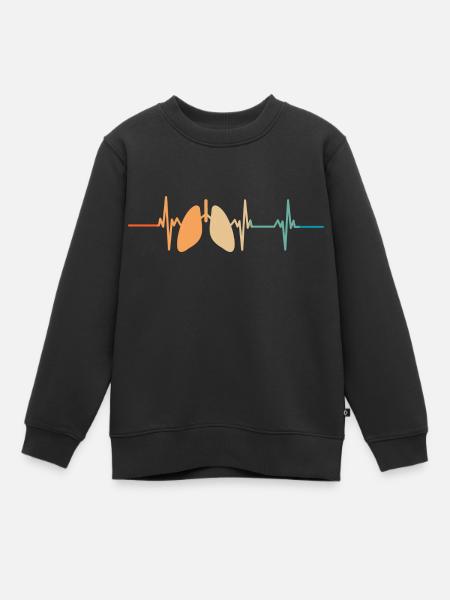 Herzschlag Lunge - Kinder Premium Organic Sweatshirt - Schwarz