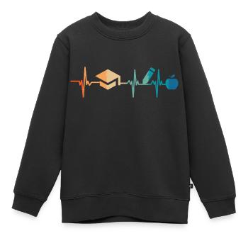 Battement de cœur enseignement - Sweat Premium enfant bio - noir - Devant - AI Model Kid Female (0cm)