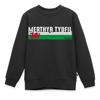 Merthyr Tydfil: Walisisches Erbe und landschaftliche Schönheit - Kinder Premium Organic Sweatshirt - Schwarz - Vorne - AI Model Kid Female (0cm)