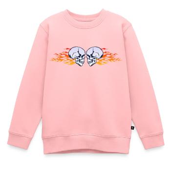 Totenkopf Crane Skull Flamme Flamme Flamme - Kinder Premium Organic Sweatshirt - Rosa - Vorne - AI Model Kid Female (0cm)