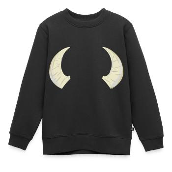 zwei hörner horn bulle widder symbol - Kinder Premium Organic Sweatshirt - Schwarz - Vorne - AI Model Kid Female (0cm)